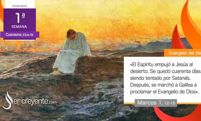 Photo of Evangelio del día 18 febrero 2024 (El Espíritu empujó a Jesús al desierto)